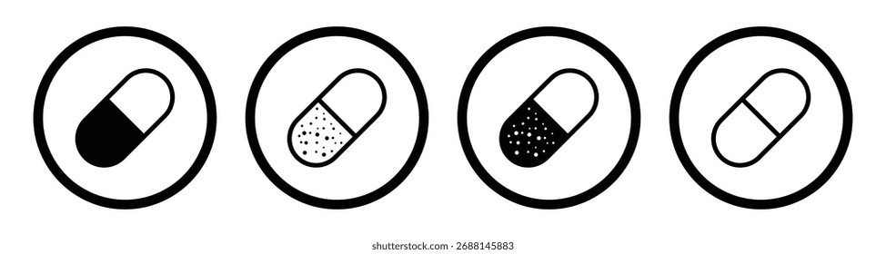 Capsule Icon Set - Realistische Vektorpillen und Caplet-Formen für Web und Mobile UI, Vektorgrafik.   