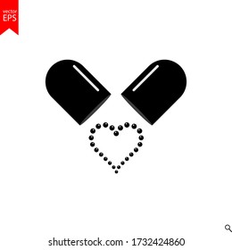 Capsule icon, tablet, medical, vector