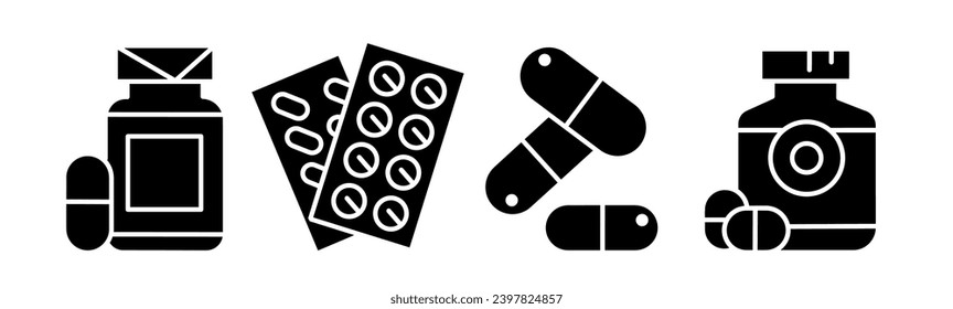 Bildsatz für das Kapselsymbol Stock-Vektorgrafik.