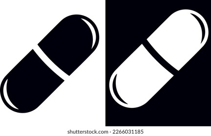 Capsule icon vector design black and white