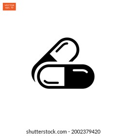 Diseño de ilustración vectorial de icono de cápsula. Símbolo de medicina.