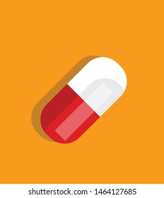 Capsule icon vector isolated on yellow background