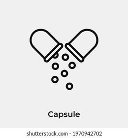 capsule icon vector. Linear style sign for mobile concept and web design. capsule symbol illustration. Pixel vector graphics - Vector.