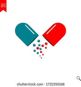 capsule icon vector, medicine, drug
