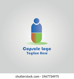 The capsule icon vector , Pill icon vector, Blue pill vector icon design.