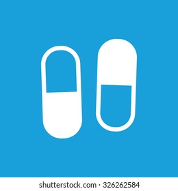 Capsule icon, white simple image isolated on blue background