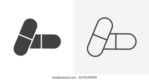Capsule icons. flat and line style set