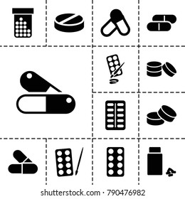 Capsule icons. set of 13 editable filled capsule icons such as paints, tablet, pill, medicine