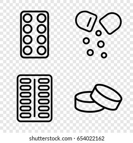 Capsule icons set. set of 4 capsule outline icons such as tablet