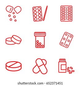 Capsule icons set. set of 9 capsule outline icons such as paints, tablet, pill, medicine, medical pills