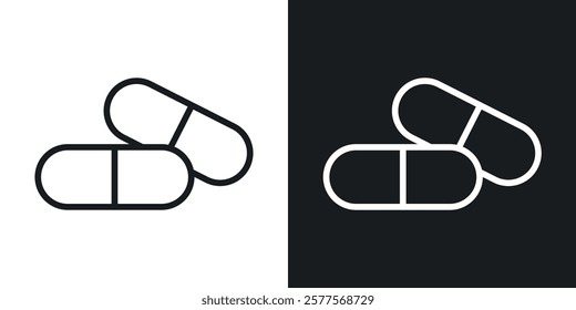 Capsule icons in thin black and white stroke liner style