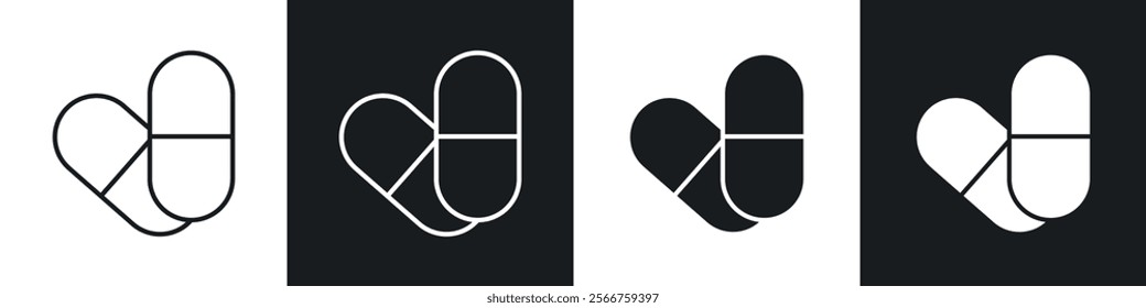 Capsule icons in Thin line black color. flat simple vector symbols illustration.