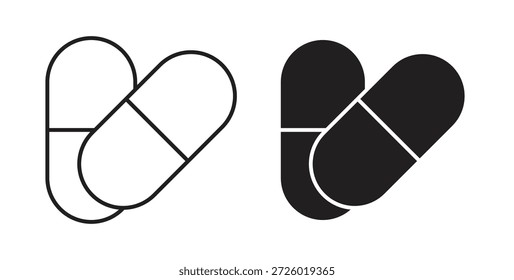 Símbolo de Vector de iconos de cápsula con trazo editable y versiones planas