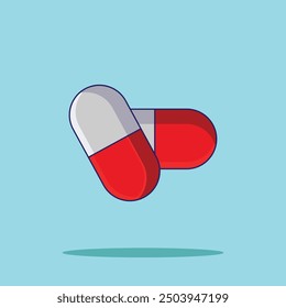Capsule illustrations vector capsule medicine cartoon is isolated on a solid color background