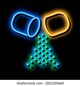 Capsule Inside Supplements neon light sign vector. Glowing bright icon sign. transparent symbol illustration