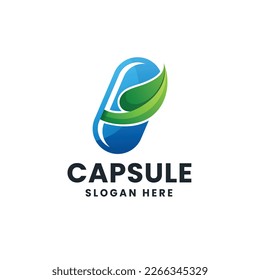 Capsule Leaf Gradient Logo Vector Icon Illustration