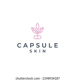 Capsule with Leaf Logo Skincare Vector Business