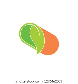 capsule leaf shape natural medicine symbol colorful logo vector