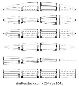 Ícone da linha da cápsula. Padrão do painel elíptico. Forma horizontal Vetor. Simetria repetitiva.
