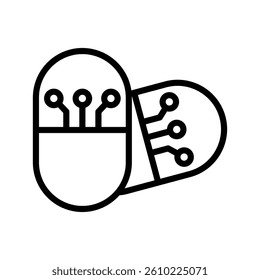 Capsule Line Vector Illustration On White Background.