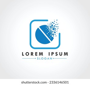 Capsule logo design dispersing concept. Vector Illustrator