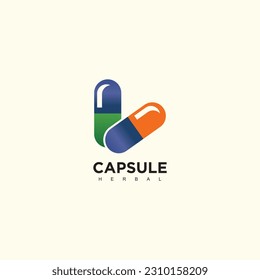 Capsule logo design with simple concept for health business