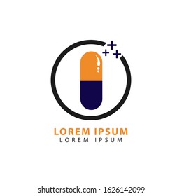 capsule logo vector. clinic logo, medical logo, hospital logo icon. vector illustration.