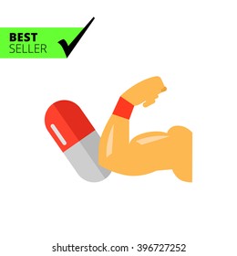 Capsule and man arm showing biceps