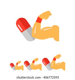 Capsule and man arm showing biceps