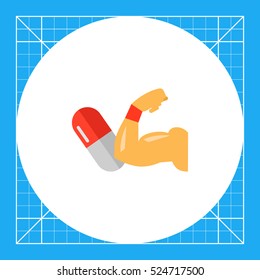 Capsule and man arm showing biceps