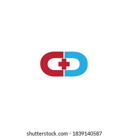 Capsule With medical CD Letter Logo Vector Template