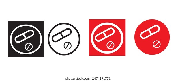 Capsule medical pill logo icon. Medicine, pharmacy, hospital of drugs. Medication, pharmaceutics concept. Vector illustration.