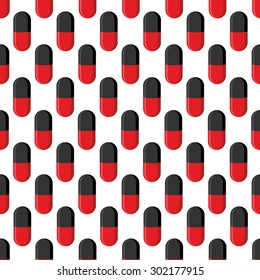 Capsule medical seamless pattern. Pills vector background
