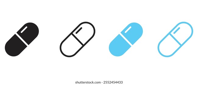 Ícone de medicação da cápsula define vetor.