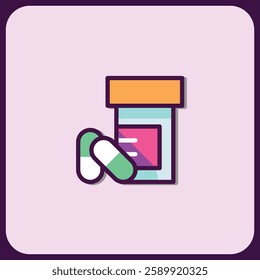 Capsule Medicine Bottle Icon Illustration