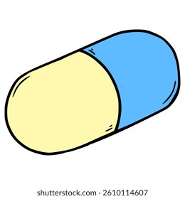 capsule medicine illustration hand drawn isolated vector