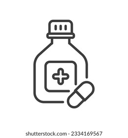 capsule medicine line icon vector black white color