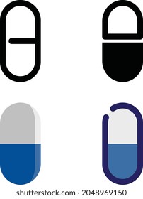 capsule medicine outline solid glyph flat filled style for web mobile app presentation printing