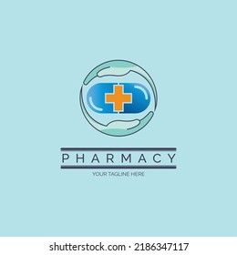 diseño de la plantilla de logotipo cruzado del hospital de la farmacia de la cápsula para marca o empresa y otros