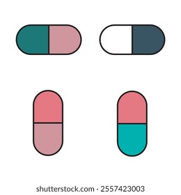 Capsule Medicine Tablet Icon Vector Art Illustration