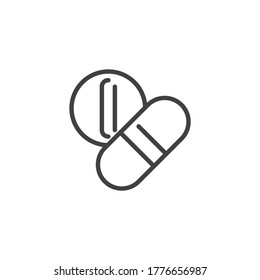 Capsule medicines line icon. linear style sign for mobile concept and web design. Medical pills outline vector icon. Symbol, logo illustration. Vector graphics