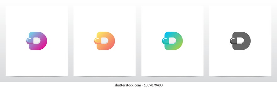 Diseño de logotipo de cápsula en letra D