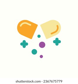 capsule open flat icon, isolated hospital icon in light background, perfect for website, blog, logo, graphic design, social media, UI, mobile app