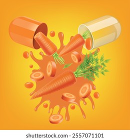 The capsule opened and carrot juice splattered out.