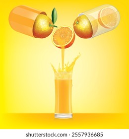 The capsule opened and orange juice splattered out.