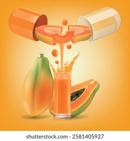 The capsule opened and papaya  juice splattered out.