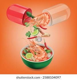 The capsule was opened to reveal a condiment for Tom Yum Kung.