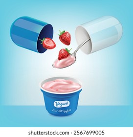 The capsule opened to reveal strawberry yogurt.