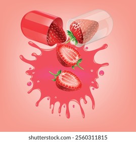 The capsule opened and strawberry juice splattered out.