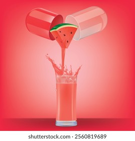 The capsule opened and watermelon juice splattered out.